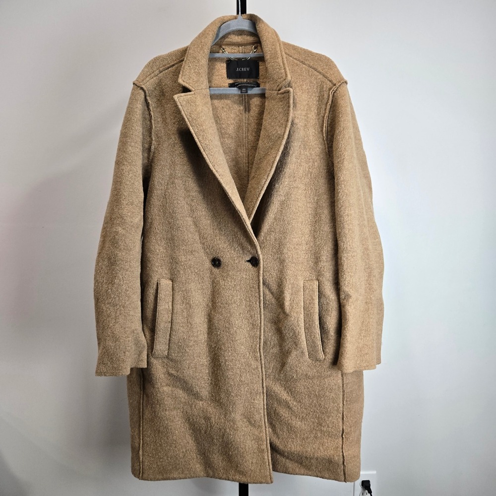 J.Crew Daphne Top Coat Italian Boiled Wool Tan Brown Plus 20 Double Breasted - Picture 2 of 8